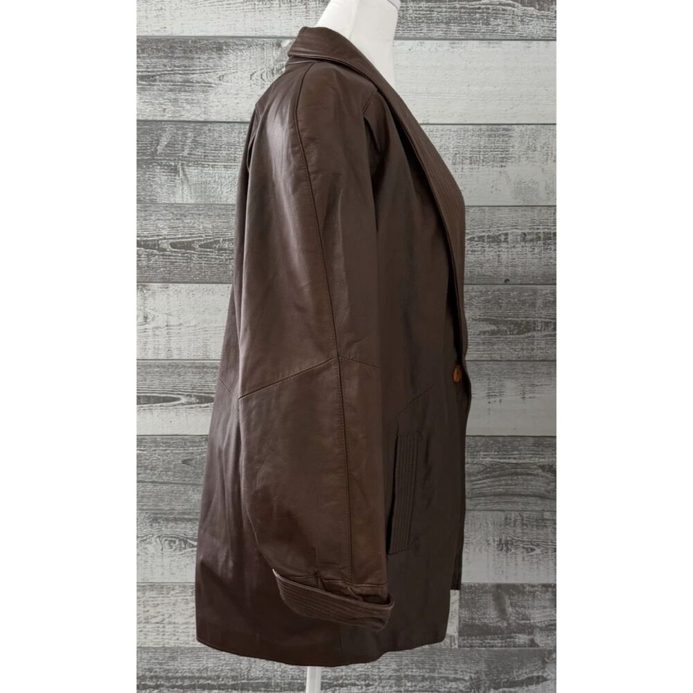 PELLE New York Milano 100% Leather Jacket Brown Women's Size L - Picture 4 of 12